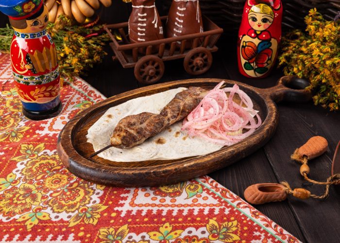 Печень в сетке куриная на шпажке 100гр.